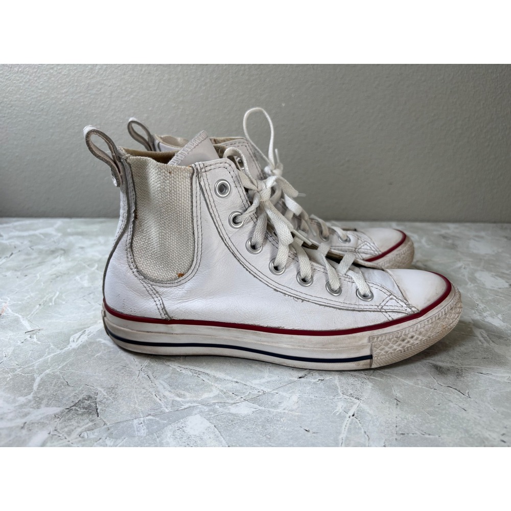 Converse Chuck Taylor All Star Chelsee Size‎ 7 White Leather High Top Sneakers